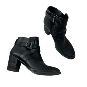 Ecco Womens Black Shape 55 Zip up Leather Mid Cut Boots Size 39